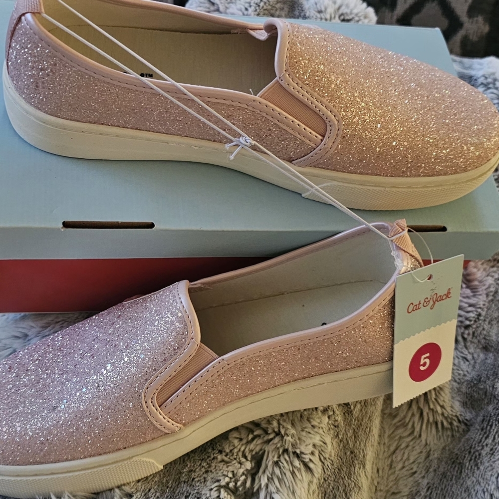 Cat & Jack Girl's Sparkling Slip-On Sneakers - Light Pink